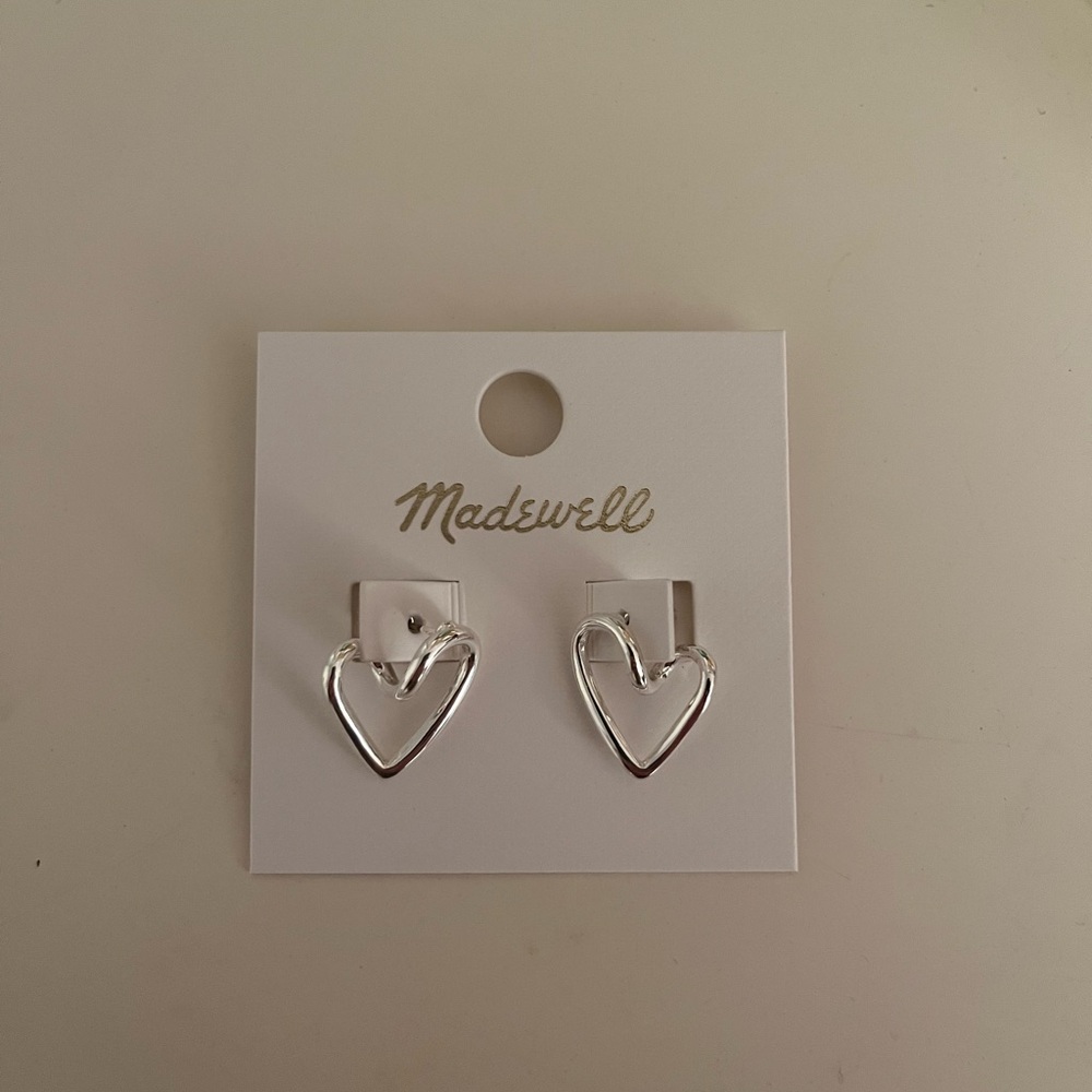 Madewell Looped Heart Hoop Earrings Silver